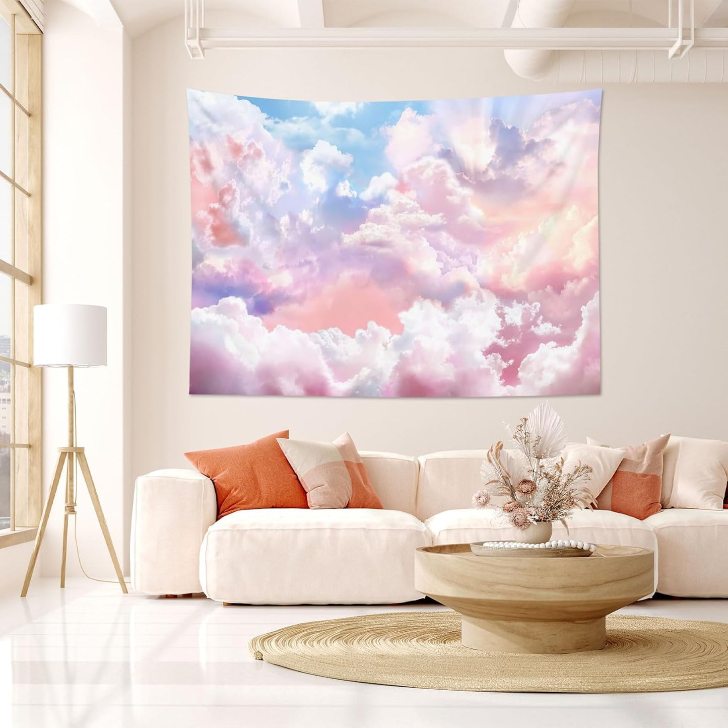 HVEST Pink Cloud Tapestry Colorful Abstract Clouds Natural Landscape Tapestries Wall Hanging for Bedroom Living Room Teen Dorm Indie Decor Poster Blanket,92.5x70.9 Inch