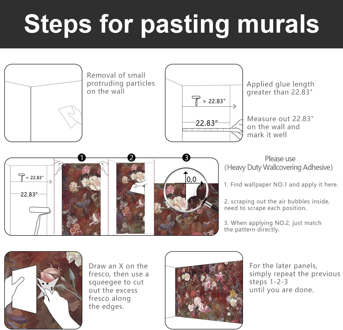 -Vintage Roses Floral Fabric Wallpaper Living Room Bedroom Bathroom Flowers Wall Mural- 91"x65"( not Peel and Stick)