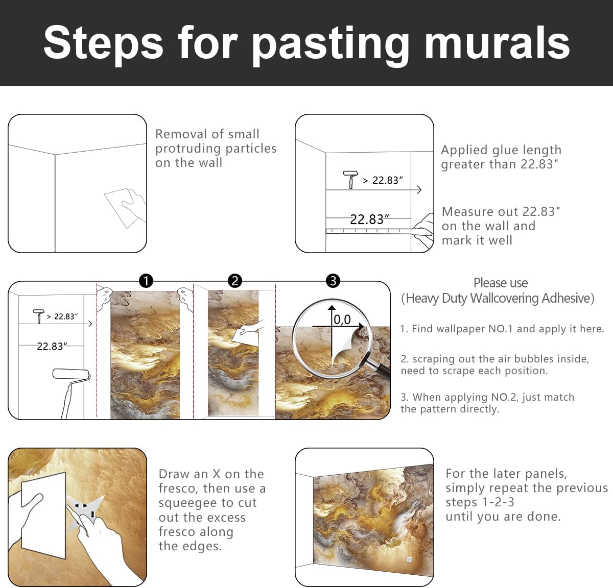 -Golden Clouds Ceiling Fabric Wallpaper Living Room Bedroom Bathroom Modern Boys Girls Kids Room Abstract Large Mural- 91"x65"( not Peel and Stick)