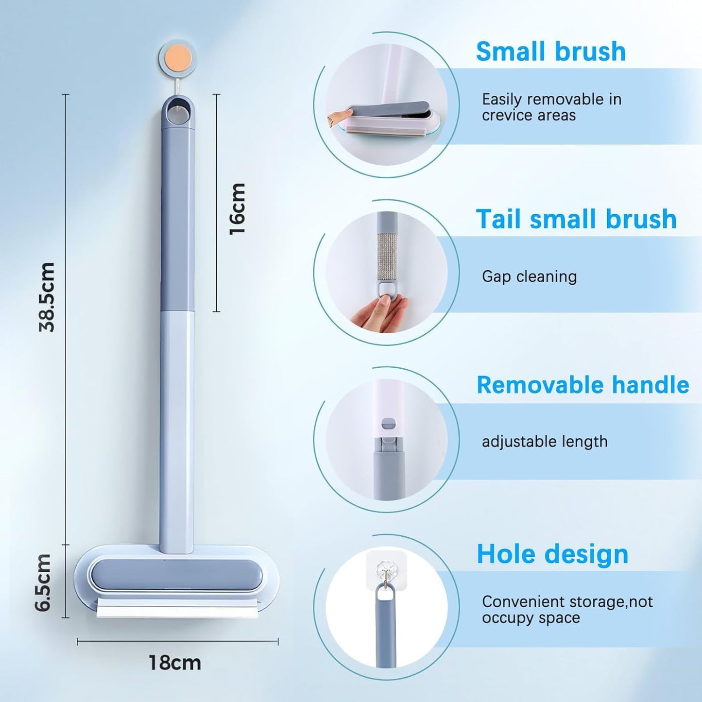 1 PCS Pet Hair Remover for Furniture,4 in 1 Reusable Lint Brush with 17-Inch Handle, Washable Tool for Dog and Cat Hair on Couches, Carpets, Clothes, Bedding, and Cars