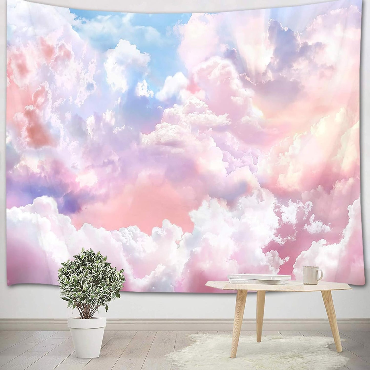 HVEST Pink Cloud Tapestry Colorful Abstract Clouds Natural Landscape Tapestries Wall Hanging for Bedroom Living Room Teen Dorm Indie Decor Poster Blanket,59x51 Inches