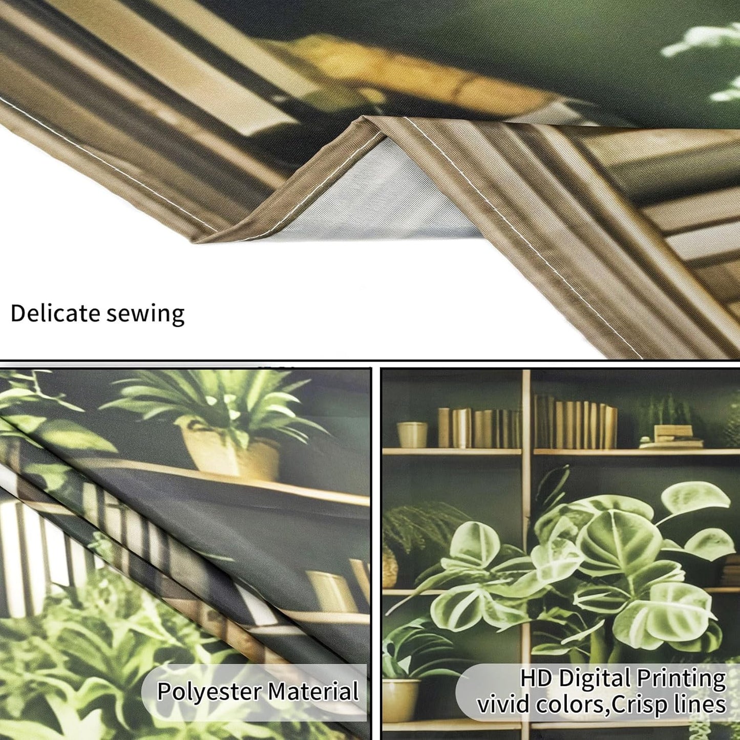 HVEST Green Plant Bookshelf Tapestry Book on Bookshelf and Plant Potted Tapestry Wall Hanging Reading Wall Decor for Study Room Bedroom Living Room College Dorm, 70.9L x 92.5W Inches